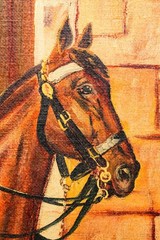 Ceremonial Guard British Military Soldier Horse Royal Mews Antique Oil Painting