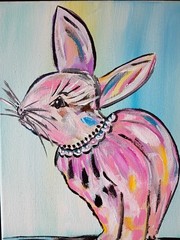 Glam Pink Bunny Rabbit 8×10 Canvas Original Art Abstract Cute Expressionism