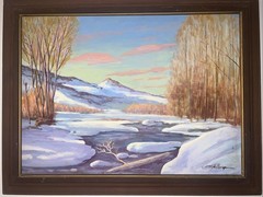 Mel Fillerup Wyoming artist Oil Painting on Cardboard vintage