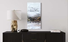 Original Black White 24 Carat Gold Leaf Painting Abstract Modern Transitional