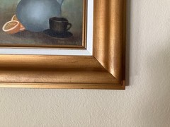 VTG MCM Wide Wood Picture Frame w/ Refurbished Liner & 1980’S 8 x 10 Painting
