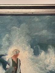 Antique Beach Painting Coastal Fisherman Portrait Art Deco Impressionism 1910’s