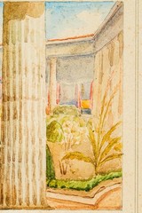 Grand Tour Antique Painting Casa dei Vettii Pompeii Italy Framed Neoclassical