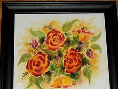 Impressionistic Watercolor: Roses in a Vase. Spectacular colors, Depth & Beauty.