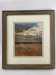 Vintage New Mexico Pastel Painting Open Pit Copper Mine Signed GOH Triple Matted