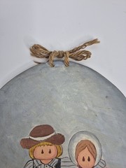 Vintage Amish Folk Art Painted On Wood Signed „Etta Belle Hardy 88“