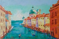 Venice Impasto Painting Original Art Impression Oil Painting 7.8 x 11.8 in