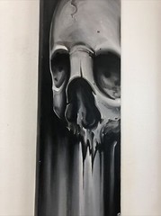 Skull black and white original painting tattoo art graffiti art outsider art