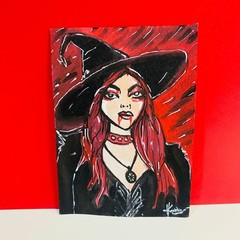 ACEO Gothic Vampire Witch Dark Fantasy Horror Dark Halloween Acrylic Painting