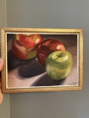 Still Life Apple Painting In Gold Frame – Signed Original Artwork 2014