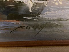 Original Sea Boats Oil Painting by Rossy Signed Framed Seascape Art