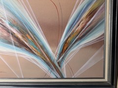 Large S Stephenson „Abstract Composition Scene“ Oil Painting – Signed And Framed