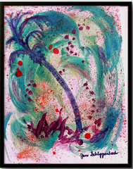 Expressionism Palm Trees Original Signed 9×12 Painting Paper Home Decor Art COA
