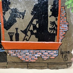 Vintage Laiche Hand Painted Slate New Orleans Jazz Art Bourbon Street 1996