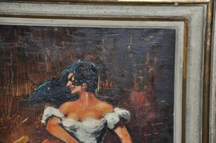 Lovely Large Antique FLAMENCO Dancer Painting by Montero