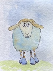 ACEO By Kenna Original Watercolour Painting Sheep 2.5” X 3.5” Signed ÀTC