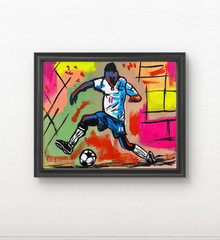 Messa Art: Soccer- Original Painting 11×14 Acrylic on Canvas Sports Kids Decor