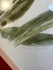 Vintage Watercolor Painting of Pink Lilies, Signed, Matted and Framed