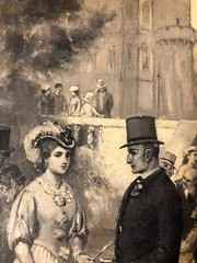 Original Antique Signed Published Illustration Art Painting George Eliot Novel