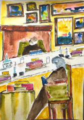 Original Watercolor Painting Gertrude Stein Paris Rue de Fleurus Hemingway Art
