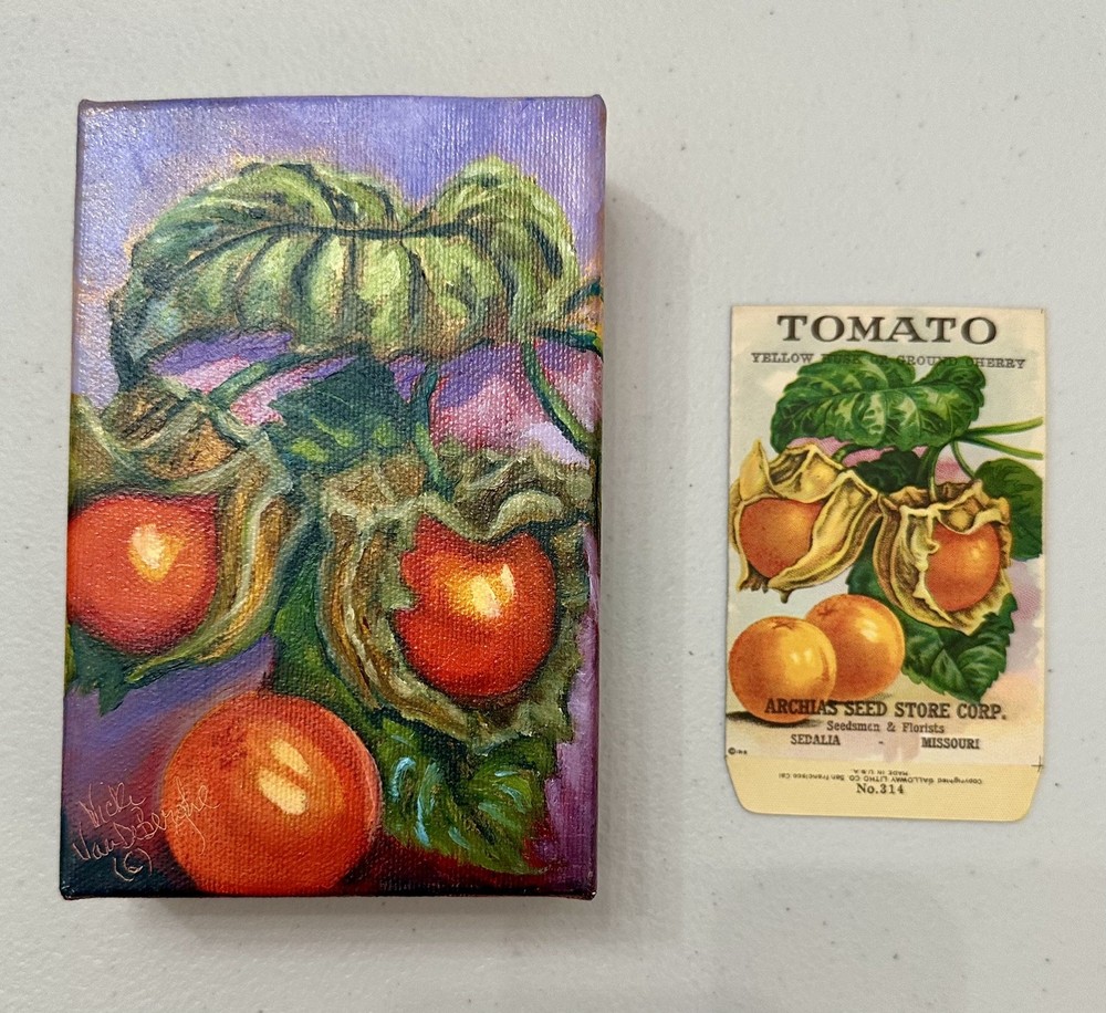 Original Oil Painting of Archias Vegetable Seed Packet Tomato Signed