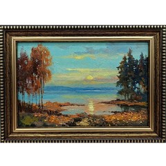 Summer Nature Oil Painting Original Art Rural Landscape River 4 x 6 inches