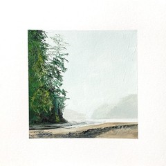 8×8 PNW Original Oil Painting Washington Coast Pacific Northwest Moody Signed