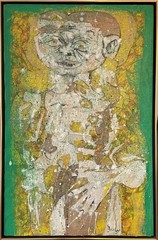 „Boy from Mansos“ Karl Zerbe, Green Figurative „Degenerate“ Art Collage