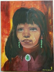 Cactus Dick Acrylic Apache Sweetheart by on Canvas Outsider Art Painting
