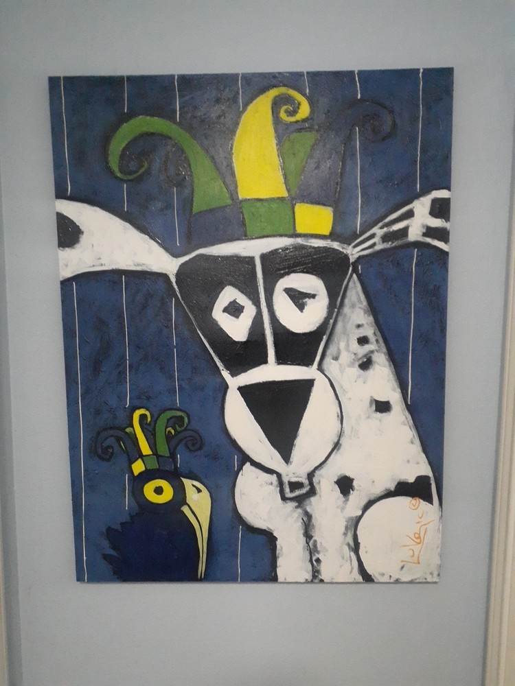 Diego Lukezic Tango Dog At Mardi Gras Painting New Orleans 30 X 40