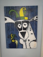 Diego Lukezic Tango Dog At Mardi Gras Painting New Orleans 30 X 40