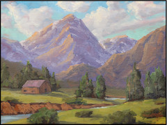 Jeff Love Art Original Oil Painting River Cabin Mountain Impressionism Landscape