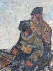 Expressionist 3 Fischer Seaside Oil Painting on Canvas 65,5×45 cm Unframed