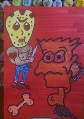 Original Painting Friday The 13th Thanksgiving Jason Vorhees Bart Simpson…