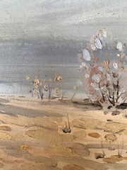 Oil Painting Snowy Shore P. Tovpev Unframed Original Home Decor Art nAAA3389