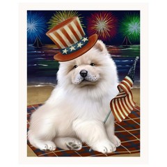 Chow Chow Dog Mom Gift Canvas Print 4th July Fireworks Wall Art Patriotic Décor