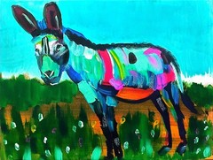 Original art 12 X 16 CANVAS Colorful Donkey Modern Art Acrylic Painting