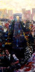 „Bartender Paris“ 140-70-3.8cm Arcyl and oil on canvas