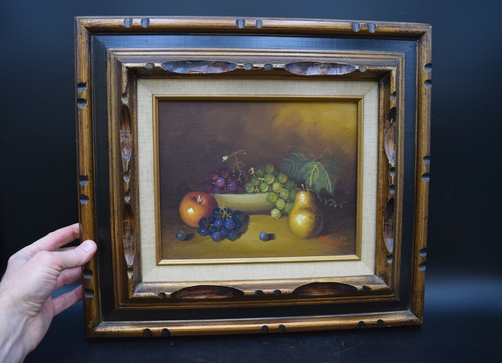 Framed Oil Painting „Still Life“ Signed: Marillo 17 1/2″ x 15 3/4″ (CU#874)