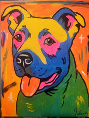 Radiant Pitbull: Original Acrylic Pet Painting 11×14 Canvas