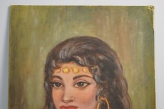 Vintage Gypsy Art Painting on Board Original Signed MCM Art by Nia Dondo