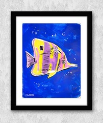 Original Butterflyfish Ocean Pop Art Acrylic Painting – 11×14″ Mixed Media Paper
