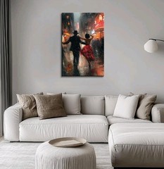 New, Romantic Couple Dancing in the Street Oil Painting Print 18×36