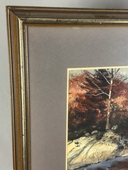 Dennis Frings Signed Original Painting Forest Stream Landscape Framed