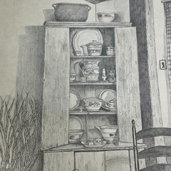 My Favorite Room by Elizabeth Dowdy Primitive Graphite Pencil Still Life Drawing