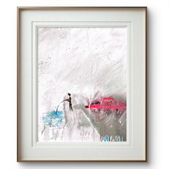 Catching Fish In The Rain Bold Color Modern Abstract Art Original Canvas 11×14