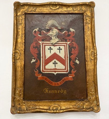 Vintage Hand Painted Kennedy Family Coat of Arms Framed Genealogy