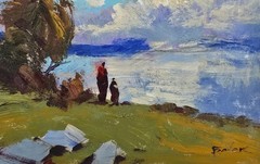 Oil painting Seaside Ukrainian painter canvas Unframed original Decor landscape