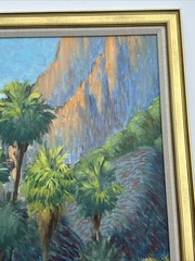 CALIFORNIA DESERT PALM PAINTING LANDSCAPE LARGE FLOYD COPELAND CHANDLER VINTAGE