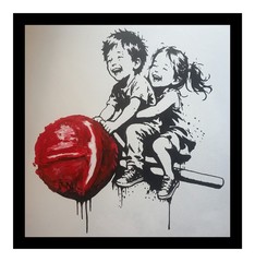 Original street art painting urban art canvas in Banksy style unique hand painted